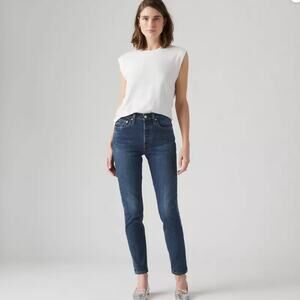 Levi's Premium 501 Skinny Jeans High Waist Dark Indigo Blue Denim W30 L28